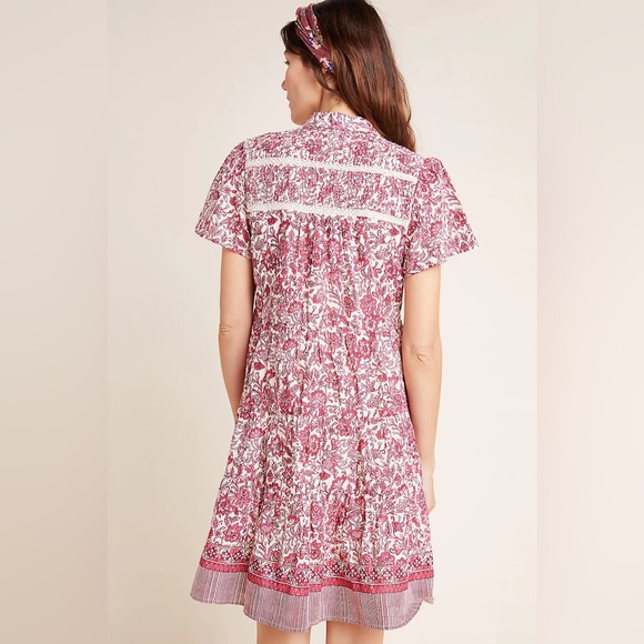 Anthropologie Red and White Floral Mini Dress - Picture 3 of 5